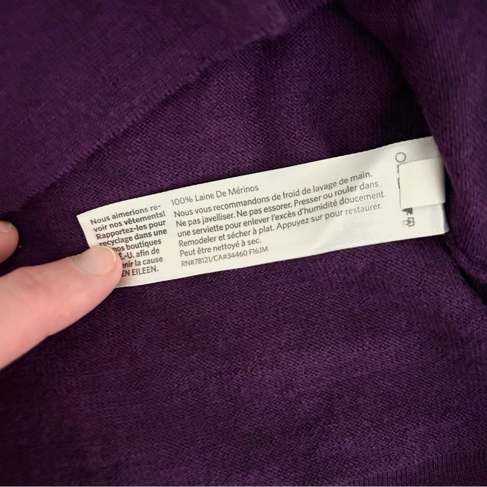 Eileen Fisher Women’s Purple Wool Boatneck Long Sleeve Tunic Sweater Sz L - Picture 12 of 12